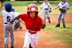 Baseball player running the bases