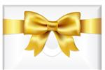 White envelope wrapped in a deep yellow ribbon tied in a bow